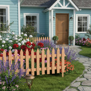 Set de paneles de cerca de jardín clásica, estilo estacas, en color café, listos para ser instalados en la tierra. #ia - Tumatera.co