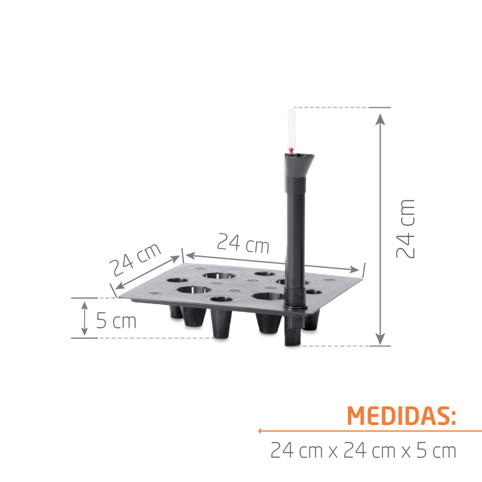 Kit Autorriego Para Matera Cuadrado 24 cm