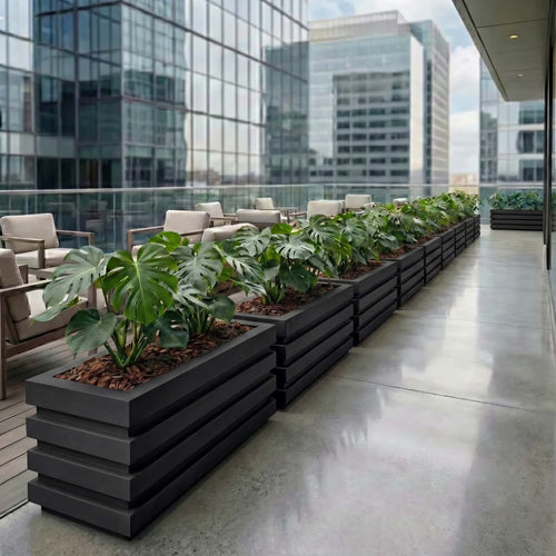 Jardinera Polietileno 90 cm - Ambiente color negro #ia - Tumatera.co