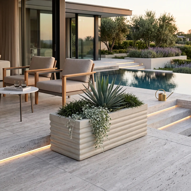 Jardinera Cemento Acanalada 100 X 35 Cm - ambiente #ia - Tumatera.co