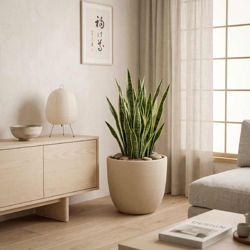 Matera en Cerámica Acanalada Cónica 32 cm - ambiente #ia arena - Tumatera.co