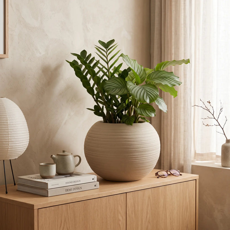 Esfera en Cerámica Acanalada 34 cm - ambiente #ia arena - Tumatera.co