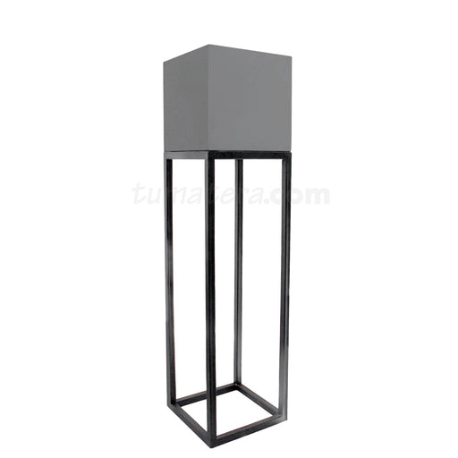 KIT MATERA + BASE CUADRADA 25 X 75 CM GRIS - Tumatera.co