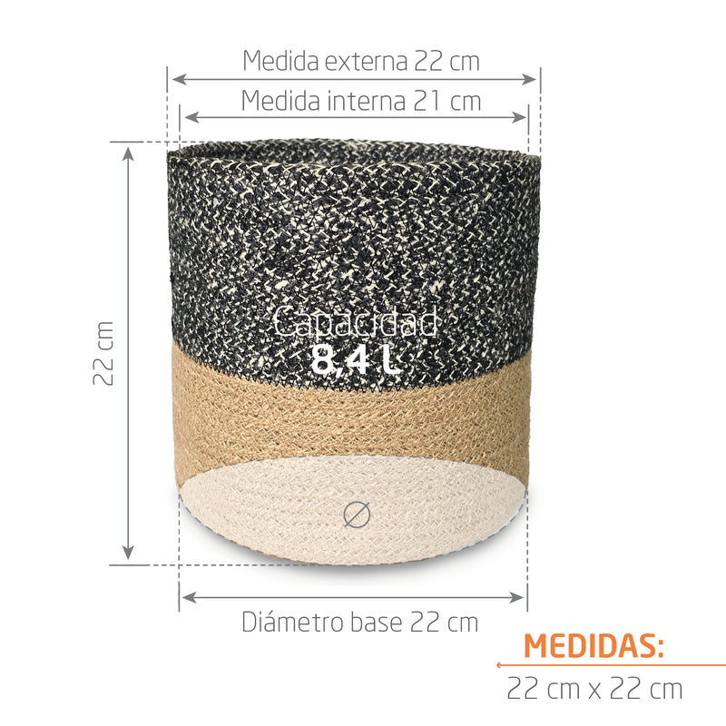 Cesta Cilindro De Yute 22 x 22 cm