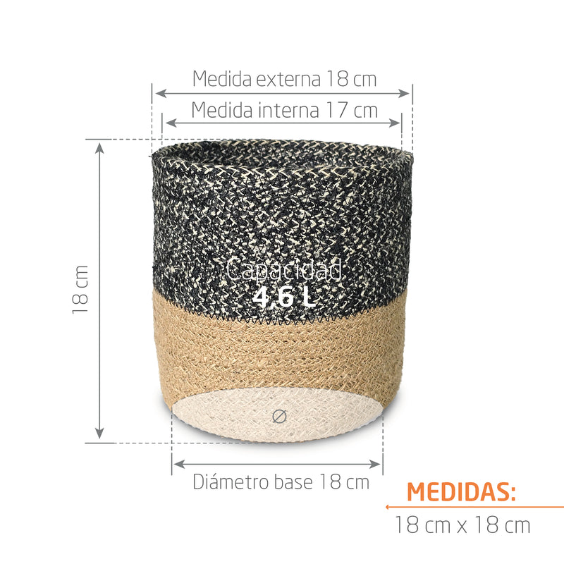 Cesta Cilindro De Yute 18 x 18 cm