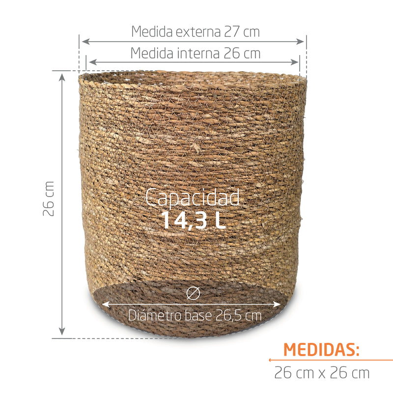 Cesta Cilindro De Algas Marinas 26 x 26 cm
