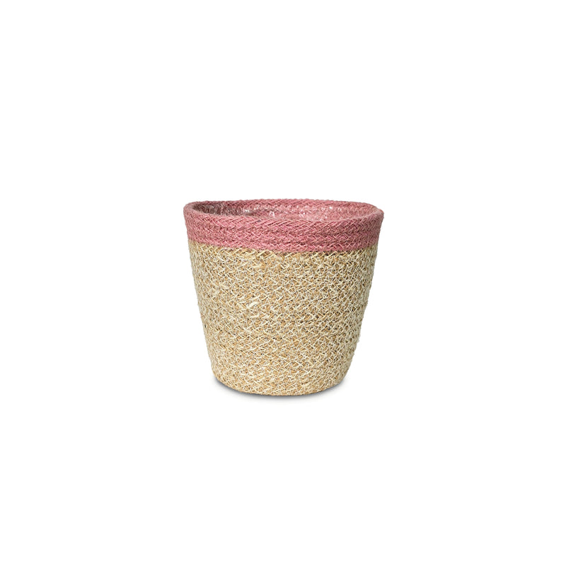 Cesta Cilindro De Yute  15 x 14 cm Rosa