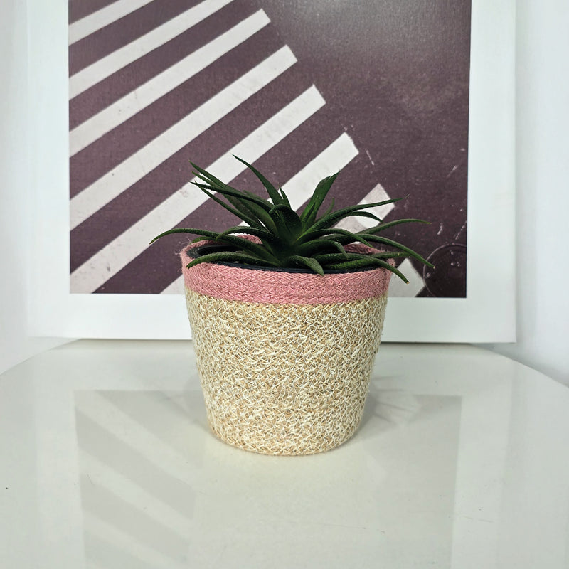 Cesta Cilindro De Yute  15 x 14 cm Rosa