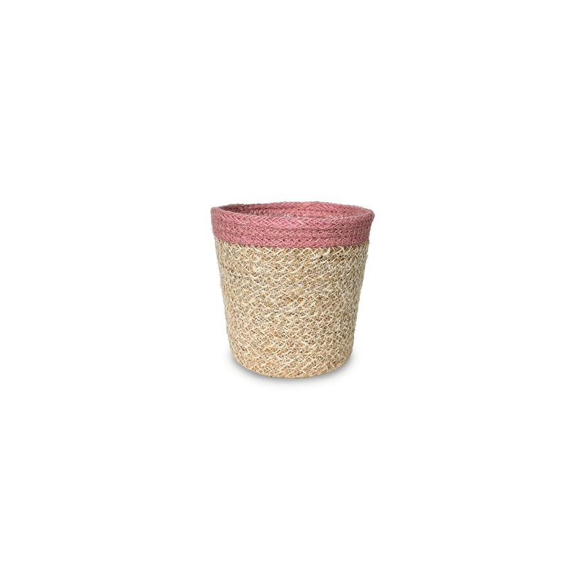 Cesta Cilindro De Yute 13 x 13 cm Rosa