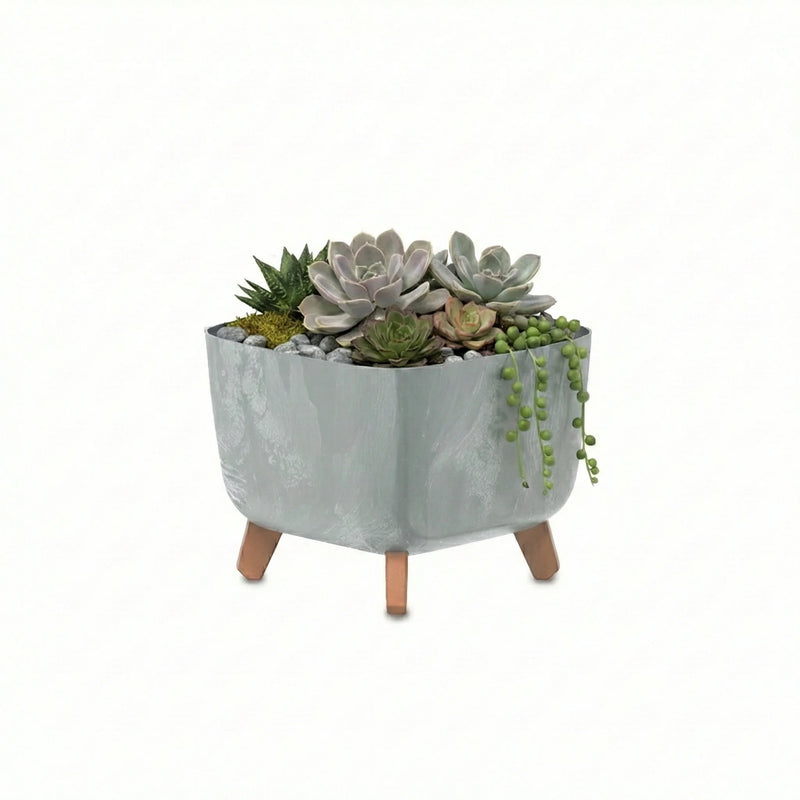 Combo Matera Gracia Square Beton 29 Cm + Terrario Suculentas - Tumatera.co