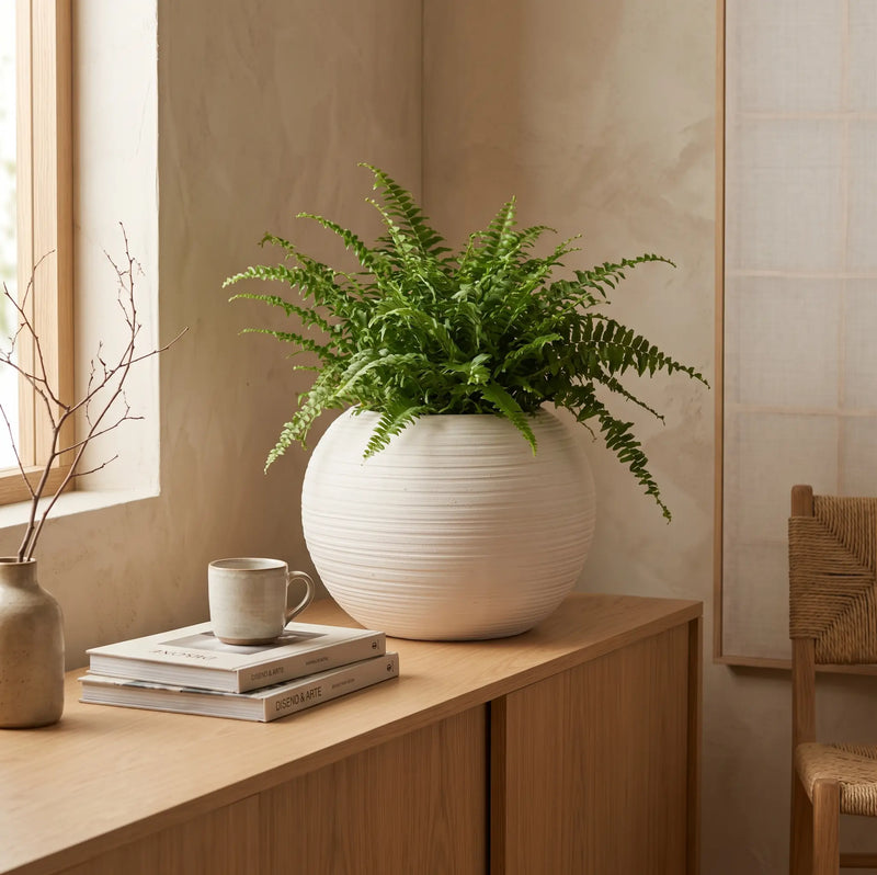 Esfera en Cerámica Acanalada 34 cm - ambiente #ia blanco - Tumatera.co