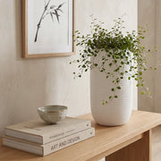 Matera en Ceramica Cilindrica Acanalada 24 cm - ambiente #ia blanco - Tumatera.co