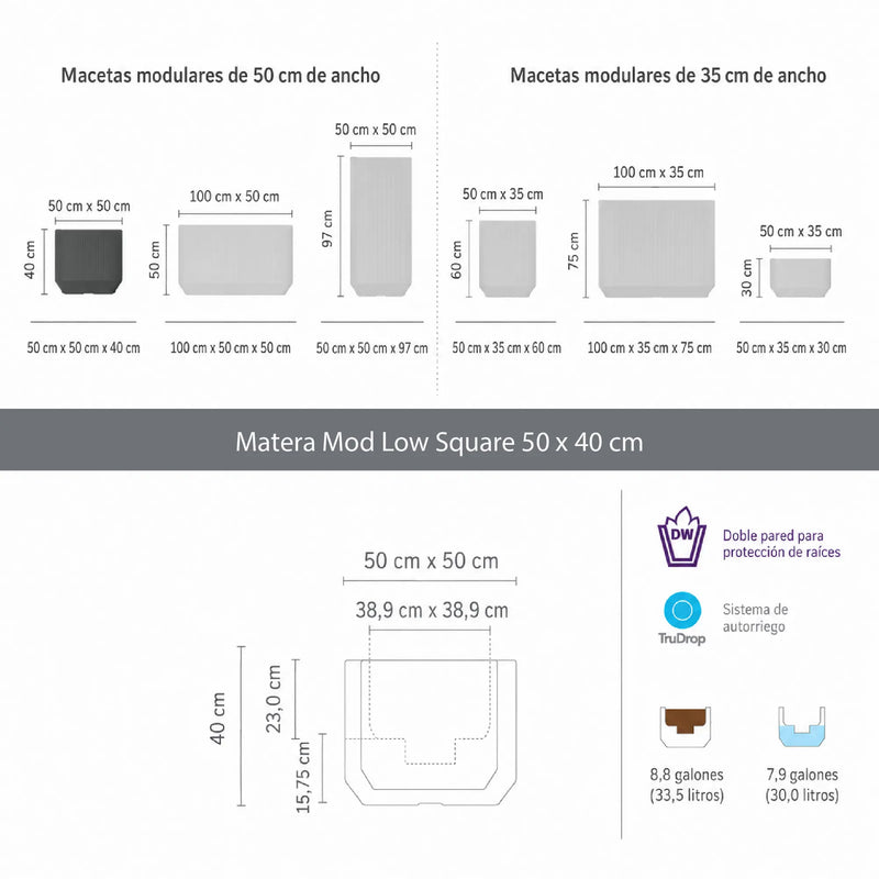 Matera Mod Low Square 50 X 40 Cm