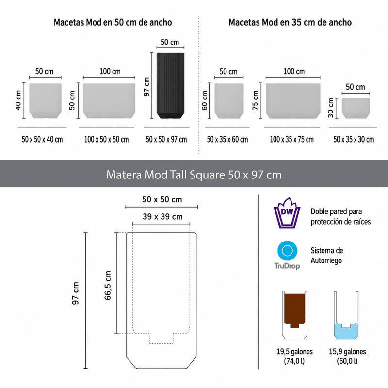 Matera Mod Tall Square 50 X 97 cm