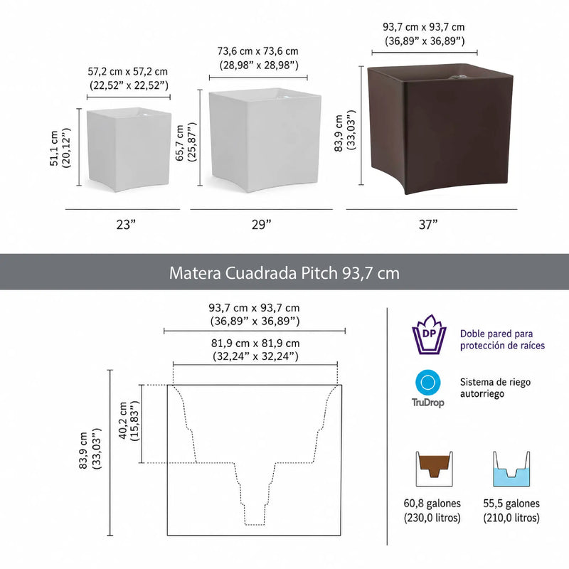 Matera Cuadrada Pinch 93 cm