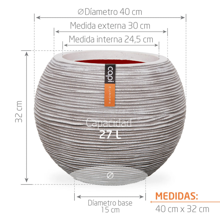 Matera Ball Rib 40 cm Marfil Medidas - Tumatera.com