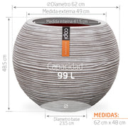 Matera Ball Rib 62 cm Marfil Medidas - Tumatera.com