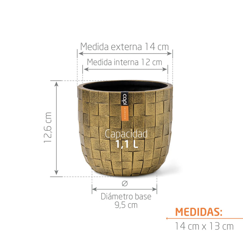 Matera Conic Round Blocks Gold 14 cm - Tumatera.co