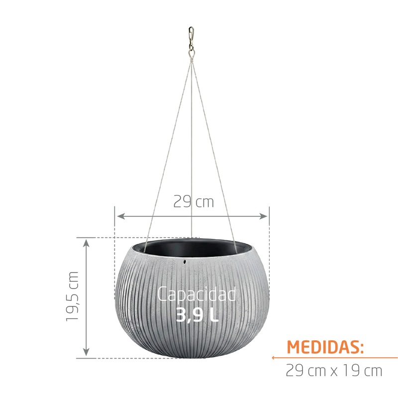 Kit Matera Beton Bowl 29 cm + Guaya Colgante - Tumatera.co