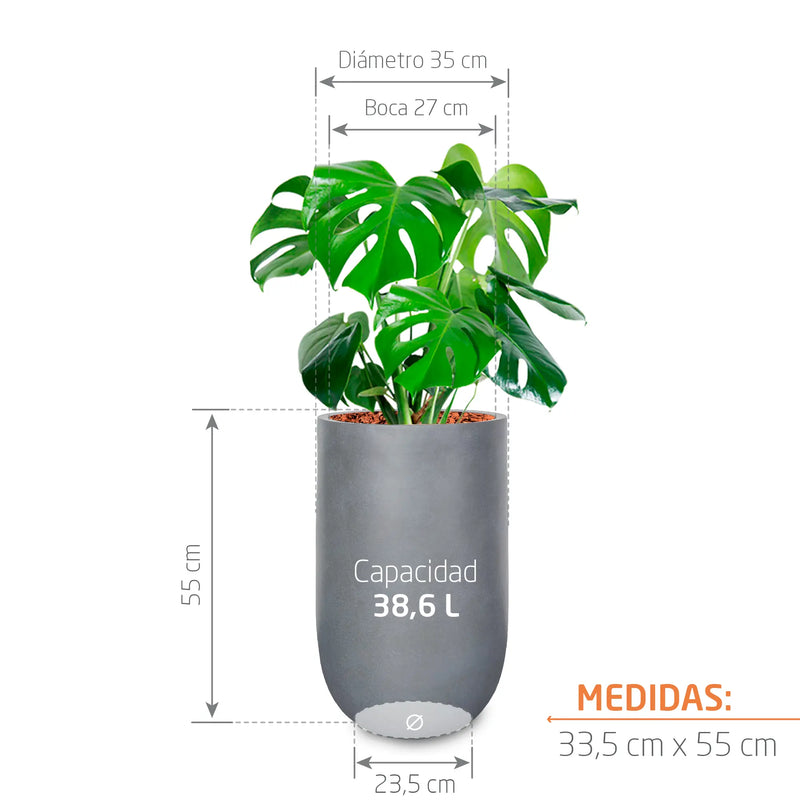 Combo Matera Fibro Arcilla 55 cm con Balazo