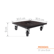 BASE CUADRADA CON RUEDAS + PLATO PARA DRENAJE 31 CM - Tumatera.co