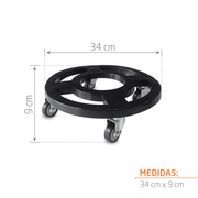 BASE CIRCULAR CON RUEDAS + PLATO PARA DRENAJE 34 CM - Tumatera.co