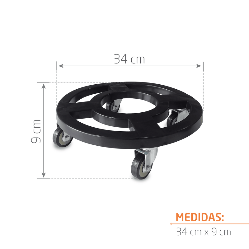 BASE CIRCULAR CON RUEDAS + PLATO PARA DRENAJE 34 CM - Tumatera.co