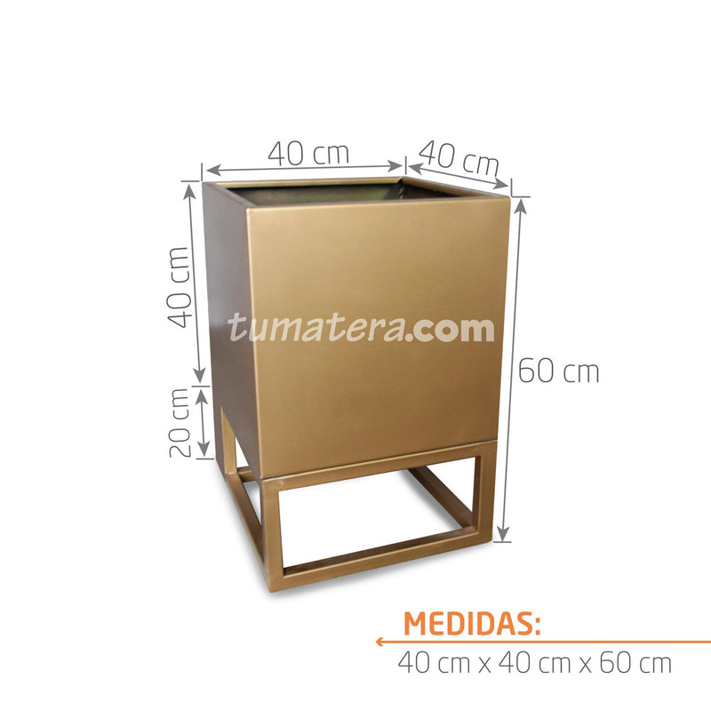 Matera Metálica cuadrada 40 CM Base 20 CM medidas