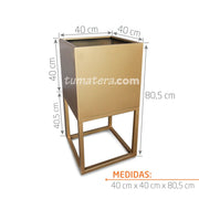 Matera Metálica Cuadrada 40 cm con Base 40 cm Medidas