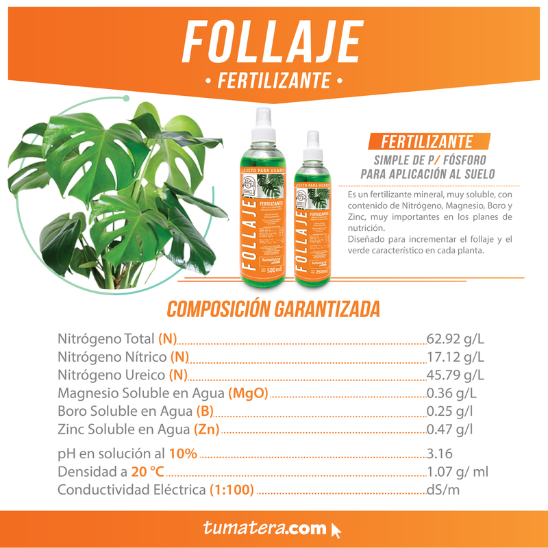 FERTILIZANTE FOLLAJE X 500 ML - Tumatera.co