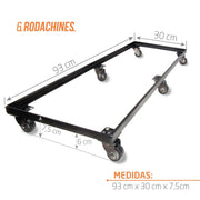Base en Hierro Rectangular con Ruedas 93 cm medidas