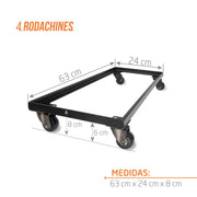 BASE EN HIERRO RECTANGULAR CON RUEDAS 63 CM - Tumatera.co