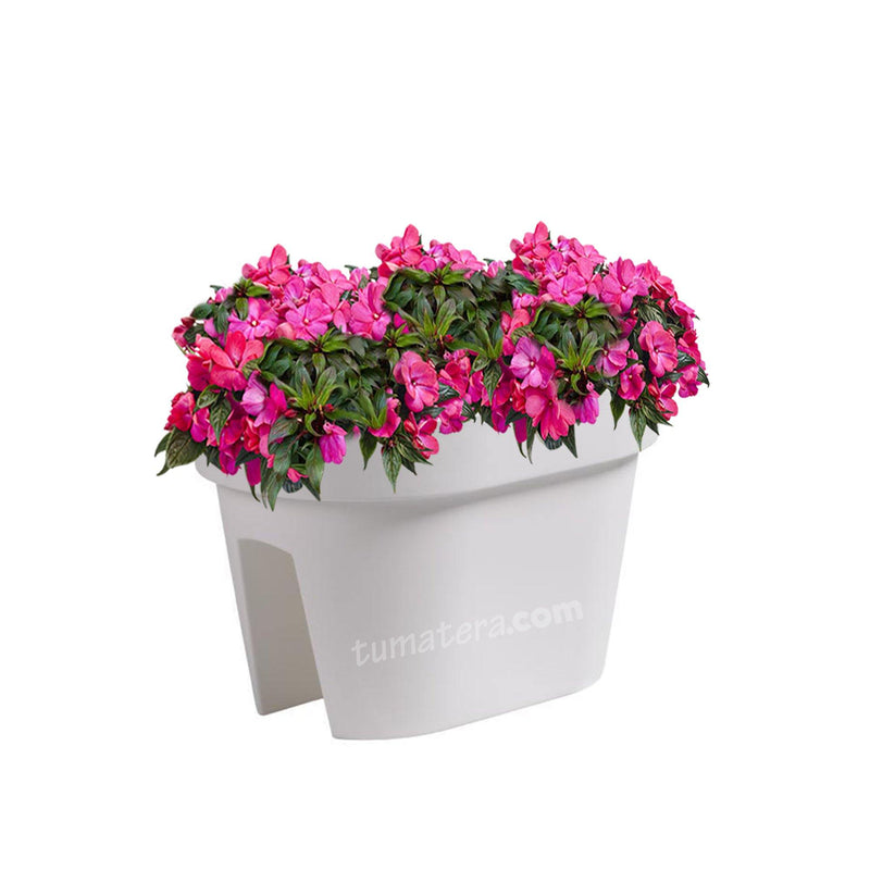 COMBO JARDINERA BALCÓN LOFLY 40 CM CON FLORES- Tumatera.co