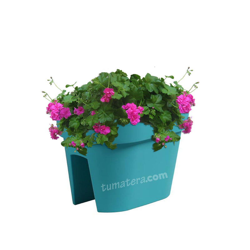 COMBO JARDINERA BALCÓN LOFLY 40 CM CON GERANIUM PELARGOMIUN- Tumatera.co