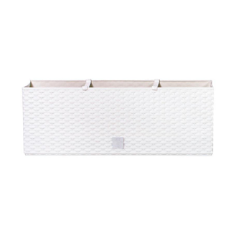 Jardinera Ratán con Autorriego 80 cm frontal blanca