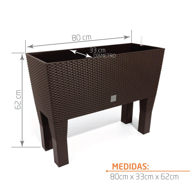 Mini Huerta Ratán con Autorriego 80 cm Medidas