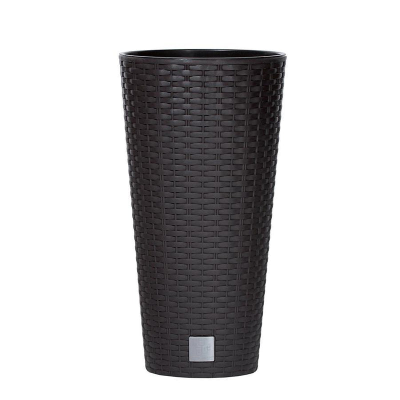 Maceta Ratán Tubos 57 cm vista frontal color negro