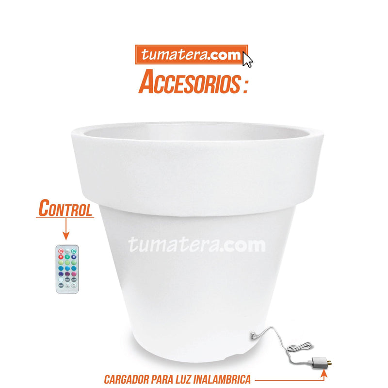 MATERA POLIETILENO CON LUZ LED MULTICOLOR INALÁMBRICA 63 CM - Tumatera.co