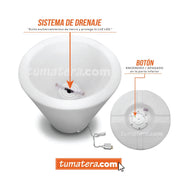 MATERA POLIETILENO CON LUZ LED MULTICOLOR INALÁMBRICA 48 CM - Tumatera.co