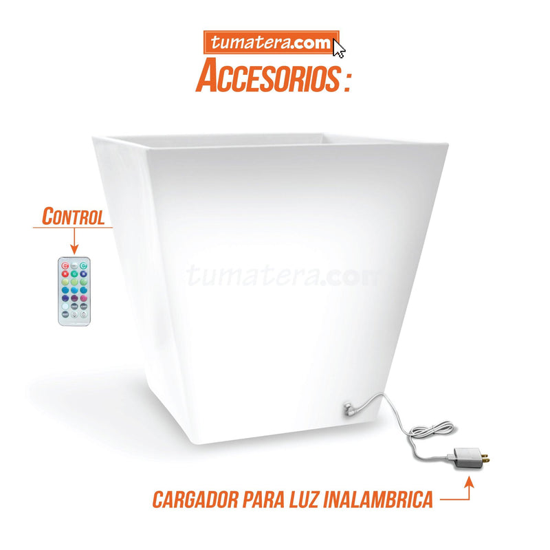 MATERA POLIETILENO CON LUZ LED MULTICOLOR INALÁMBRICA 59 X 57 CM - Tumatera.co