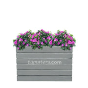 COMBO JARDINERA CEMENTO ACANALADA 100 X 60 CM CON AZALEAS- Tumatera.co