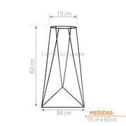 BASE METÁLICA TRIANGULAR 20 x 60 CM color Negro medidas