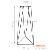 BASE METÁLICA TRIANGULAR 20 x 70 CM color Negro medidas