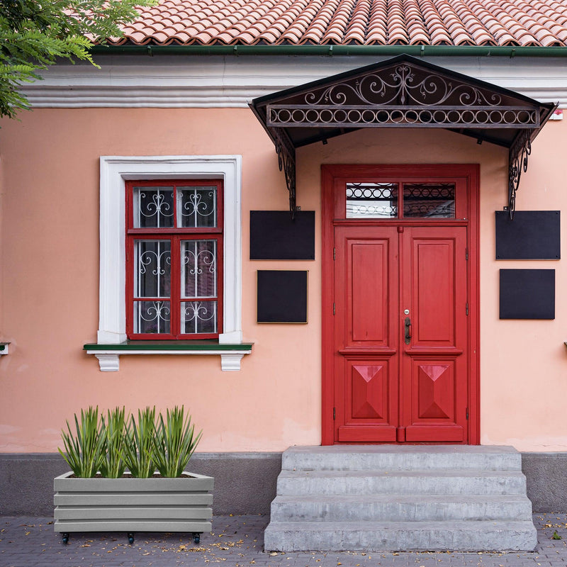 KIT JARDINERA ACANALADA 90 CM + BASE CON RUEDAS 87 X 32 CM - Tumatera.co