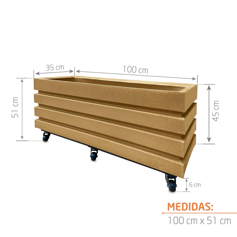 KIT JARDINERA ACANALADA 100 CM + PIATTO 97 X 32 CM - Tumatera.co