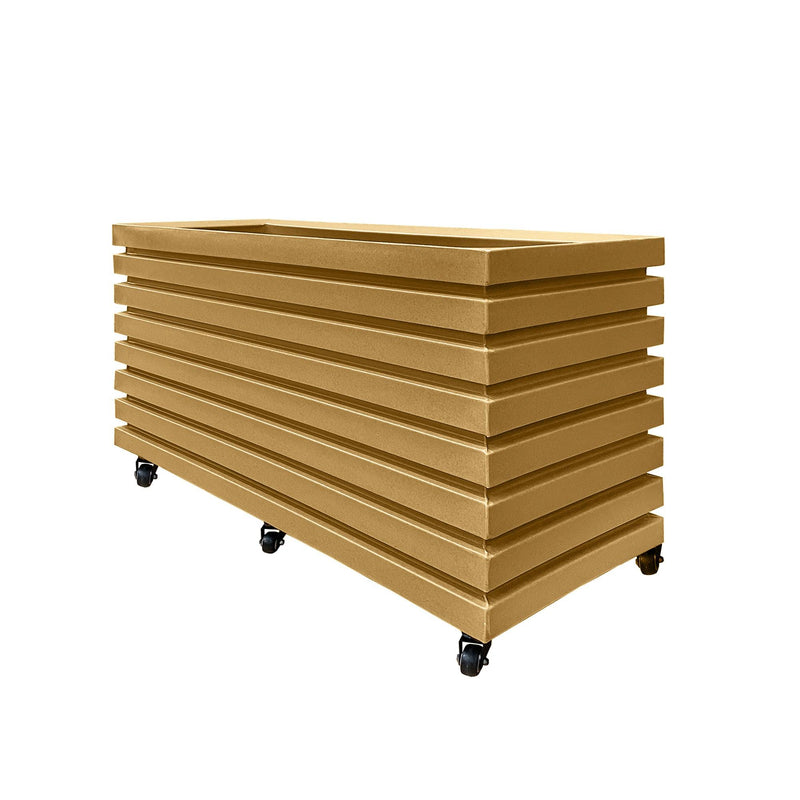 KIT JARDINERA ALTA ACANALADA 100 CM + BASE CON RUEDAS 97 X 32 CM - Tumatera.co