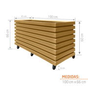 KIT JARDINERA ALTA ACANALADA 100 CM + BASE CON RUEDAS 97 X 32 CM - Tumatera.co