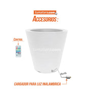 MATERA POLIETILENO CON LUZ LED MULTICOLOR INALÁMBRICA 45 X 45 CM - Tumatera.co