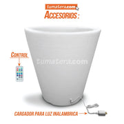 MATERA POLIETILENO CON LUZ LED MULTICOLOR INALÁMBRICA 58 CM - Tumatera.co