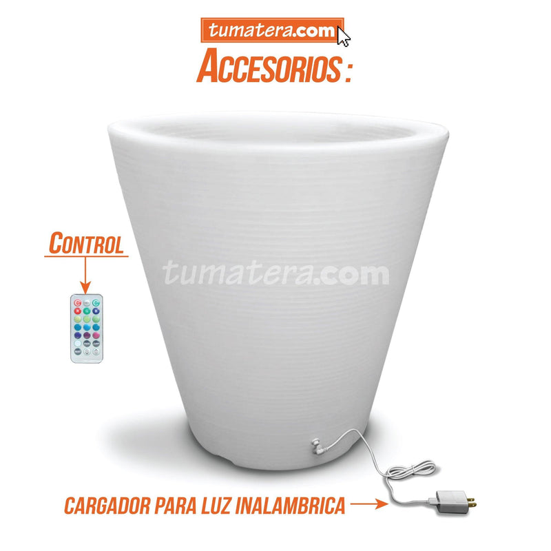MATERA POLIETILENO CON LUZ LED MULTICOLOR INALÁMBRICA 58 CM - Tumatera.co